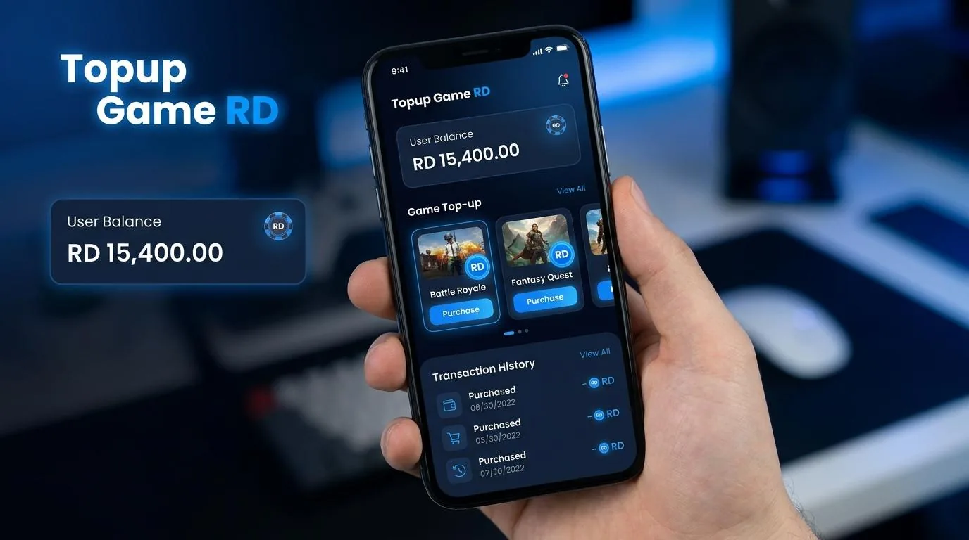 Screenshot topup game RD di Dream Topup Pro — chip & koin emas